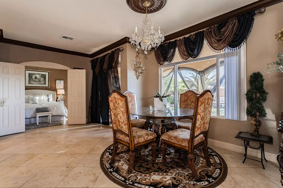 Formal dining room in a furnished Las Vegas home