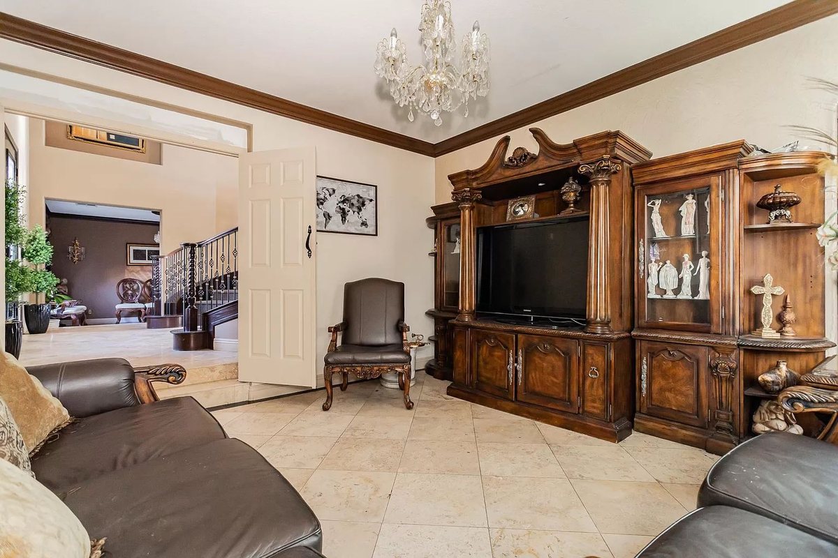 Living room with entertainment center