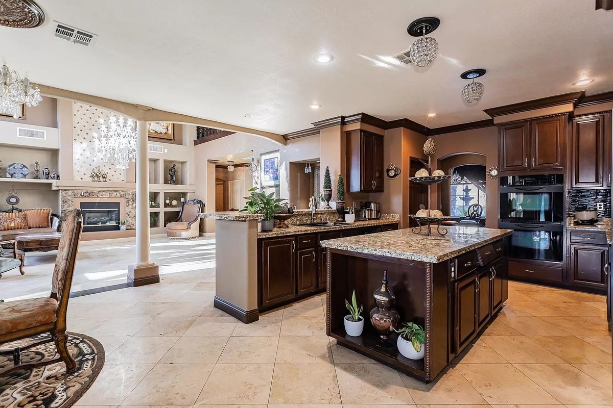 Spacious furnished kitchen and great room in a Las Vegas rental home